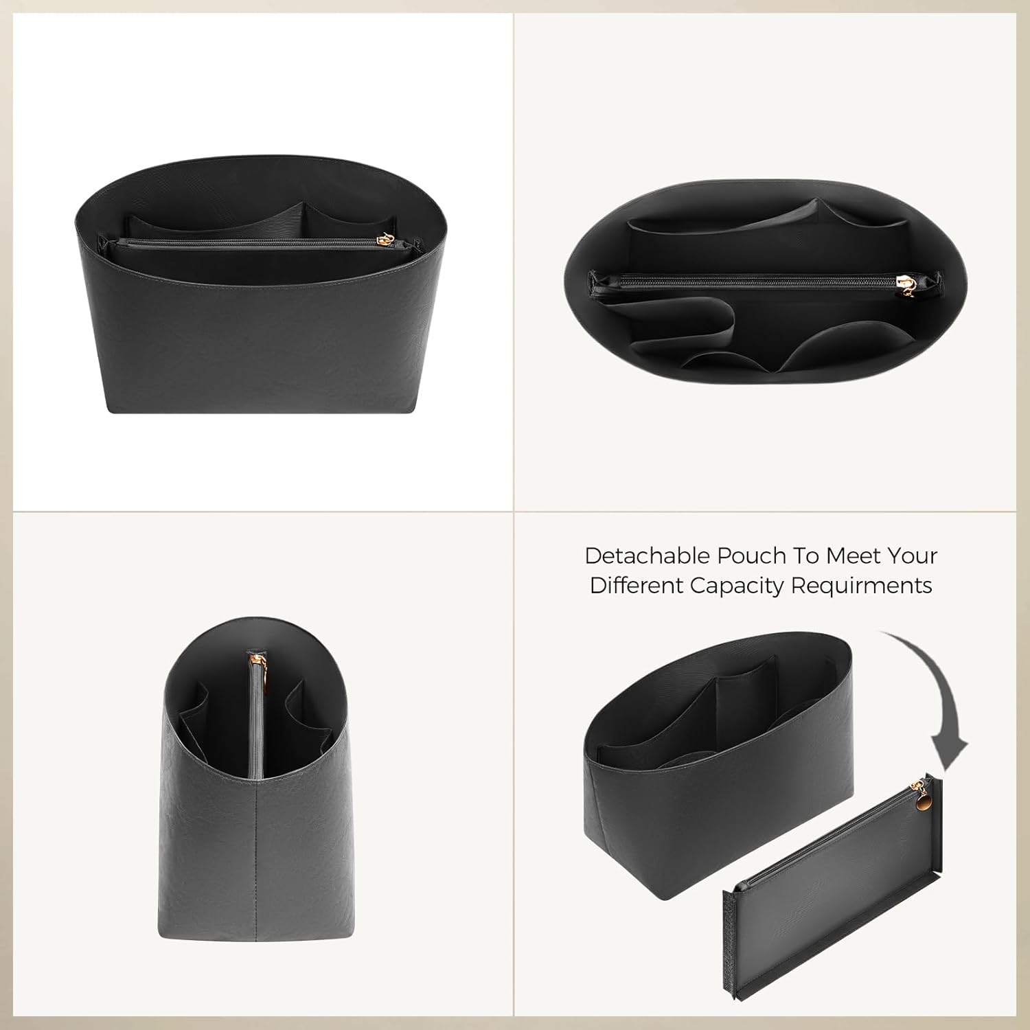 ZTUJO Purse Organizer Insert For Handbags For Le Pliage, Ultra-light Waterproof DupontPaper Upgraded Purse Organizer Insert (Black, Medium) - Image 3