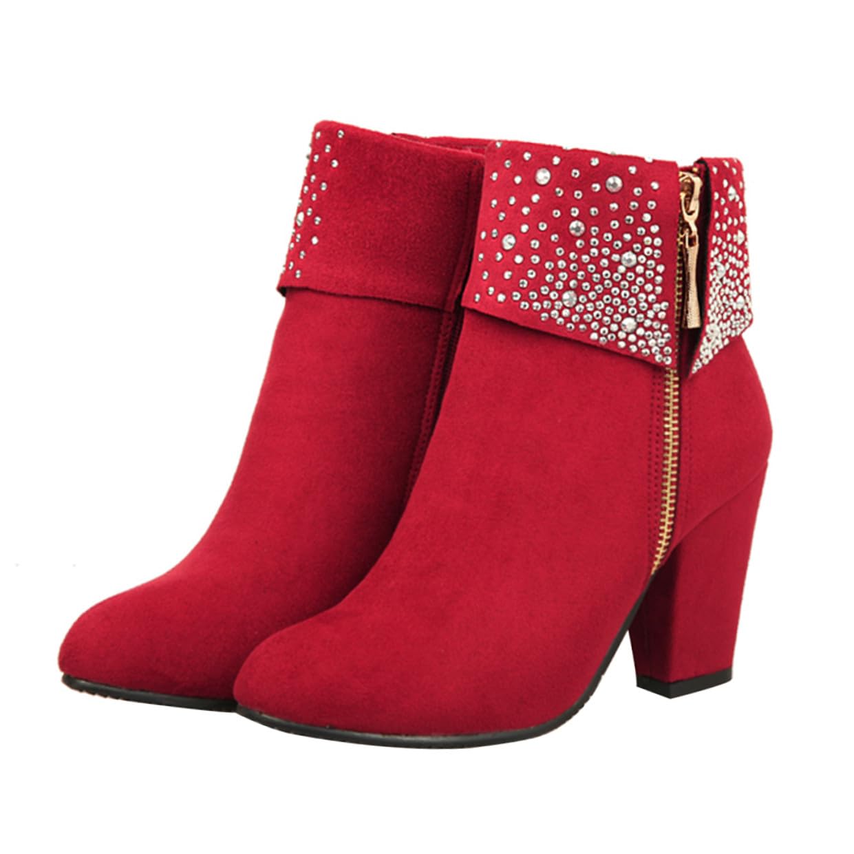 Stivaletti Autunno Inverno Con Strass Stivaletti Con Strass Tacchi Piattaforma Per Le Donne Scarpe Eleganti Per Donna Con Pompe Da Donna Rosso Materiale Superiore: Pu