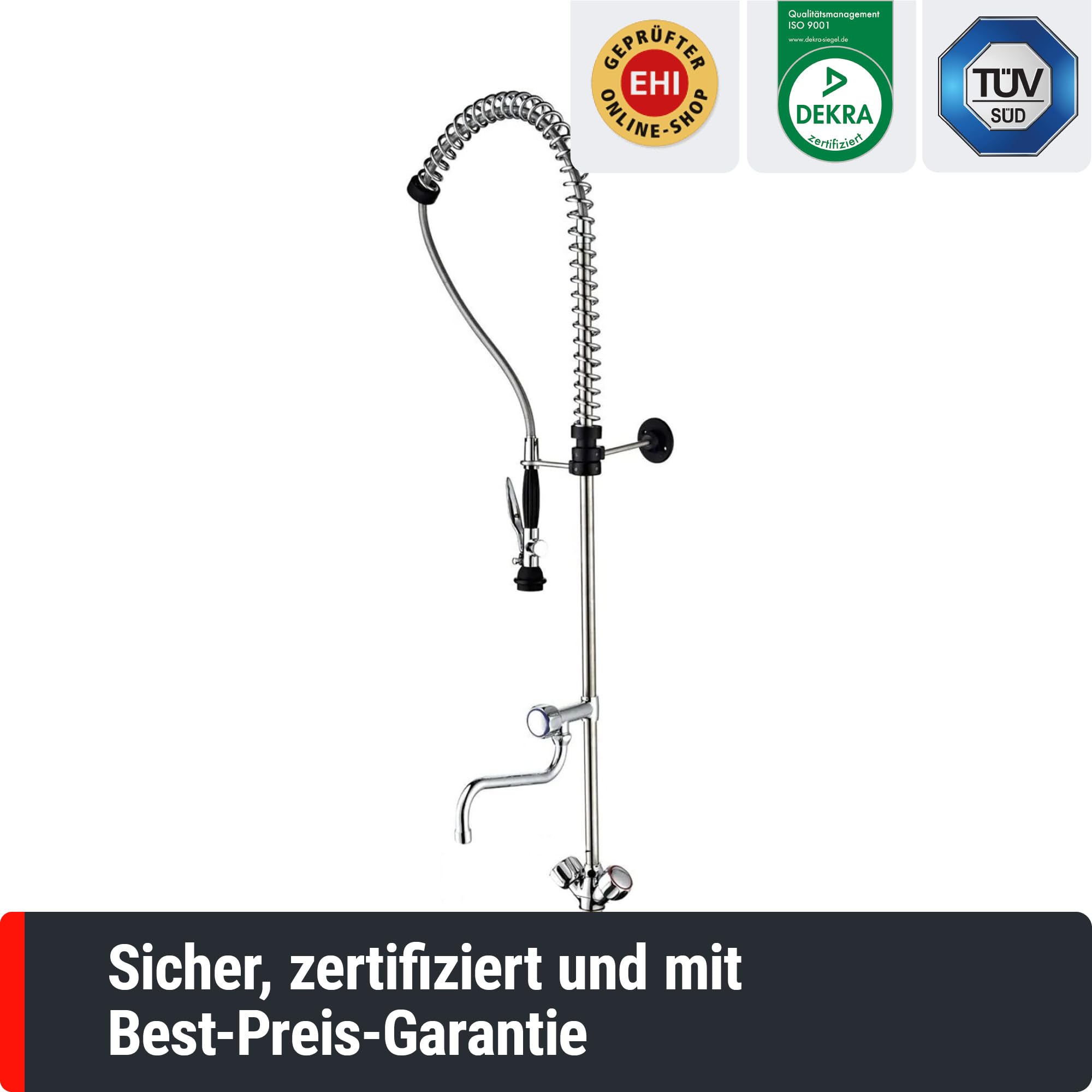 GGM Gastro| GY6 | Einloch Geschirrbrause 6000 - mit Mischbatterie, Schwenkhahn & 2 Mischventilen