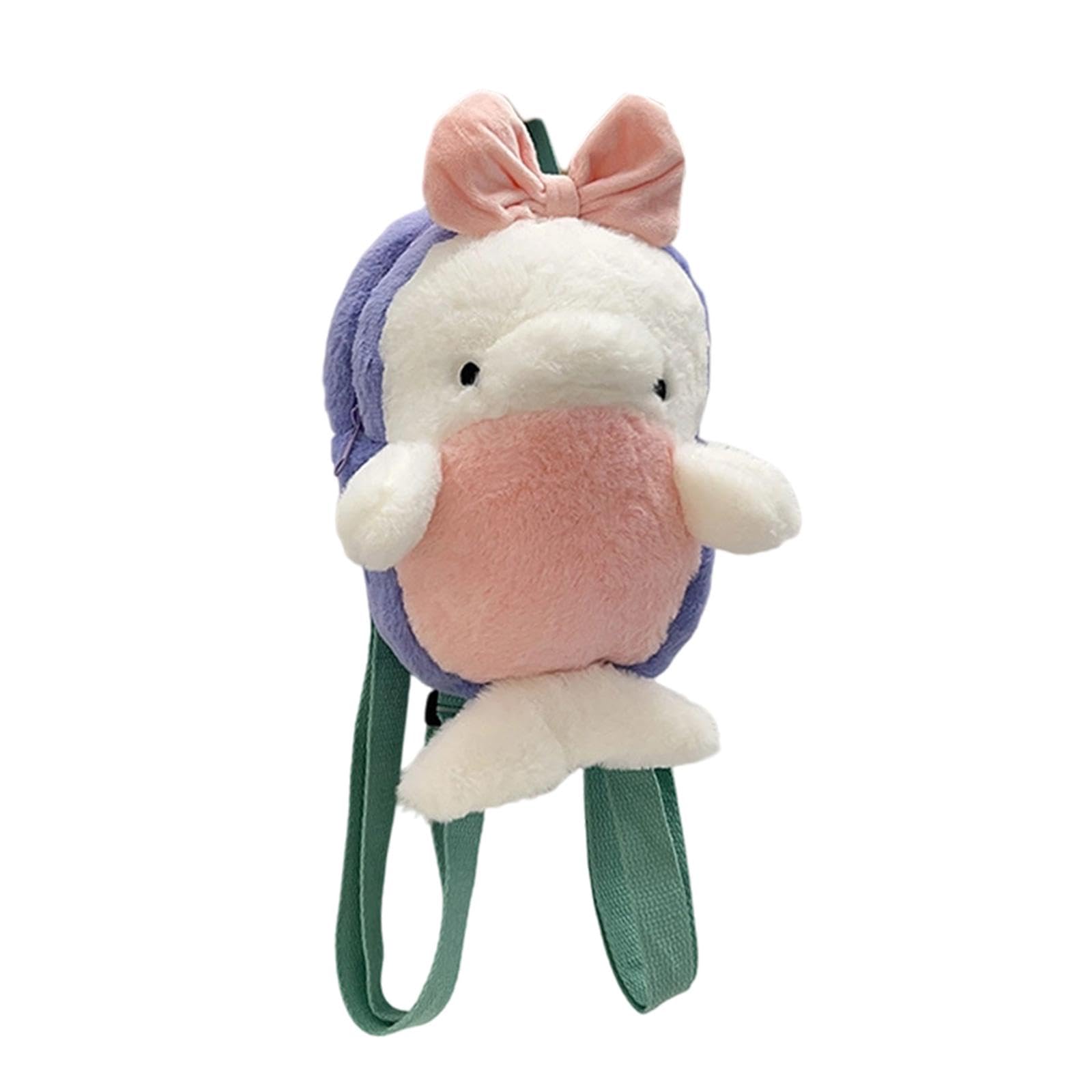 Plush Animal Backpack with Adjustable Shoulder Straps Modern Animal Doll Bag Dolphin-image-13