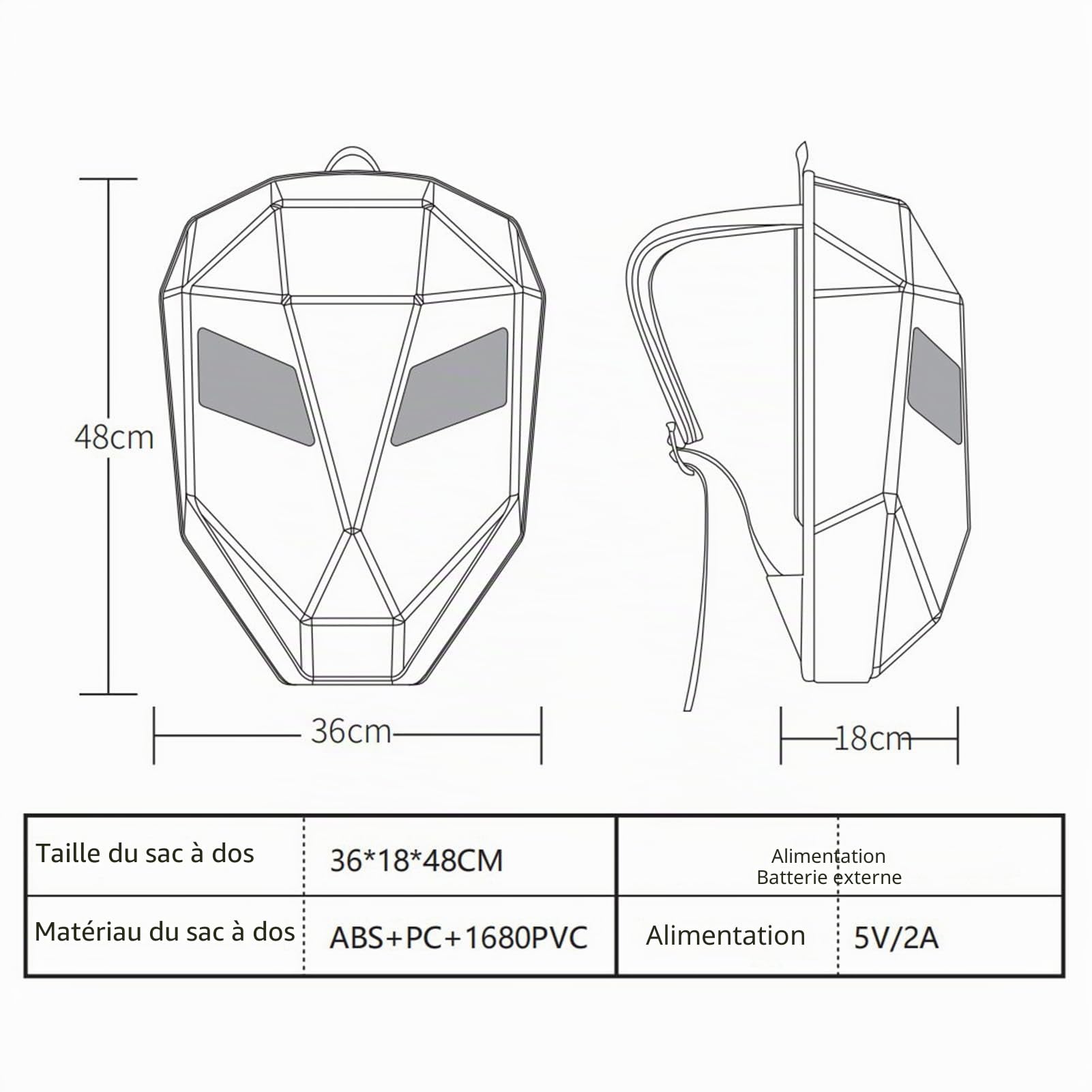 Bewinner Sac à Dos LED Moto texturé en Fibre de Carbone – Sac à Dos de Moto Homme à Coque Rigide 3D avec écran Numérique Programmable, Sac de Casque D'équitation étanche pour L'extérieur