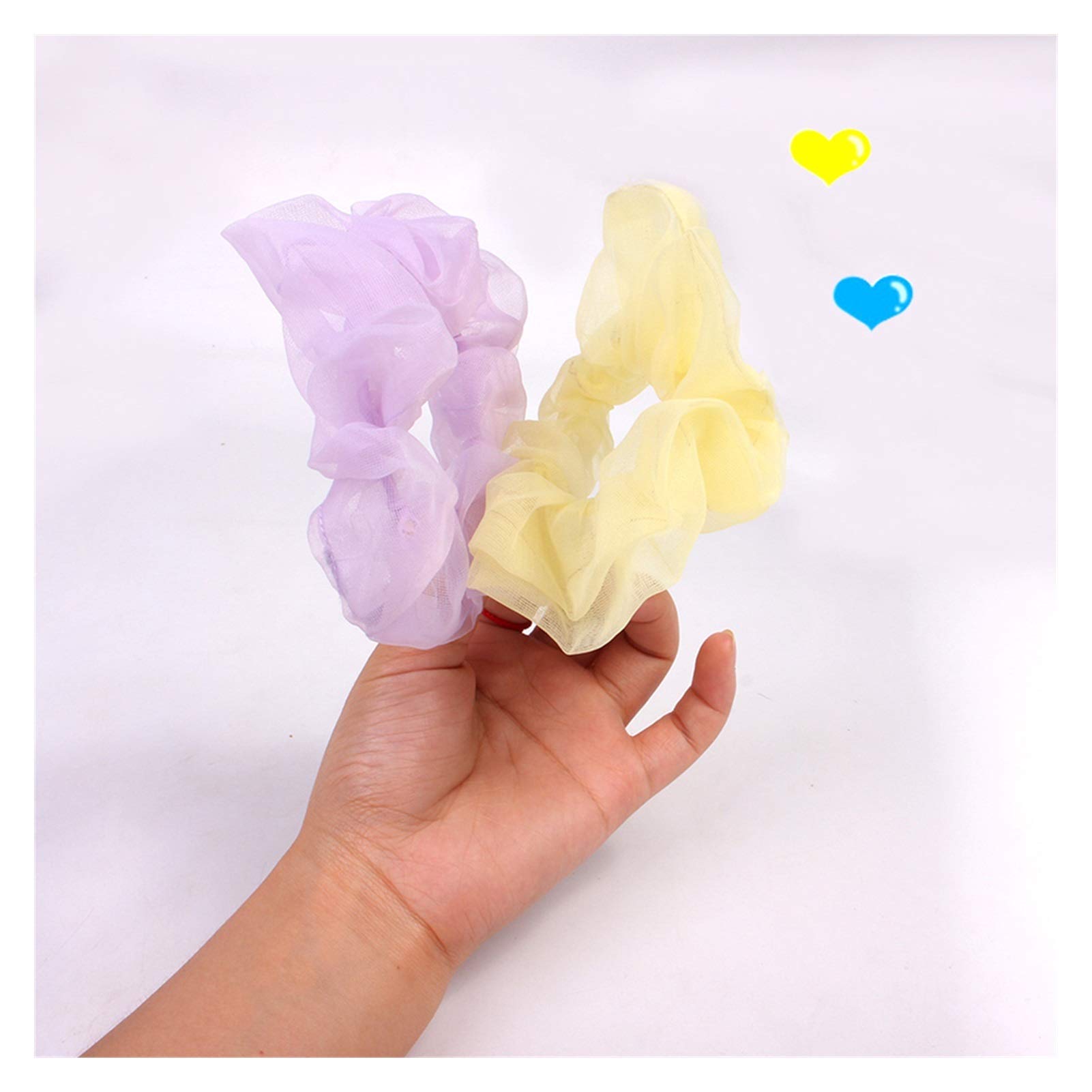 Cuerda para el cabello Color sólido Gasa Malla Scrunchie Lazos para el cabello Mujer Niña Tela elástica transparente Bandas de goma Cuerda para el cabello Accesorios para el cabello (Color : Brown S
