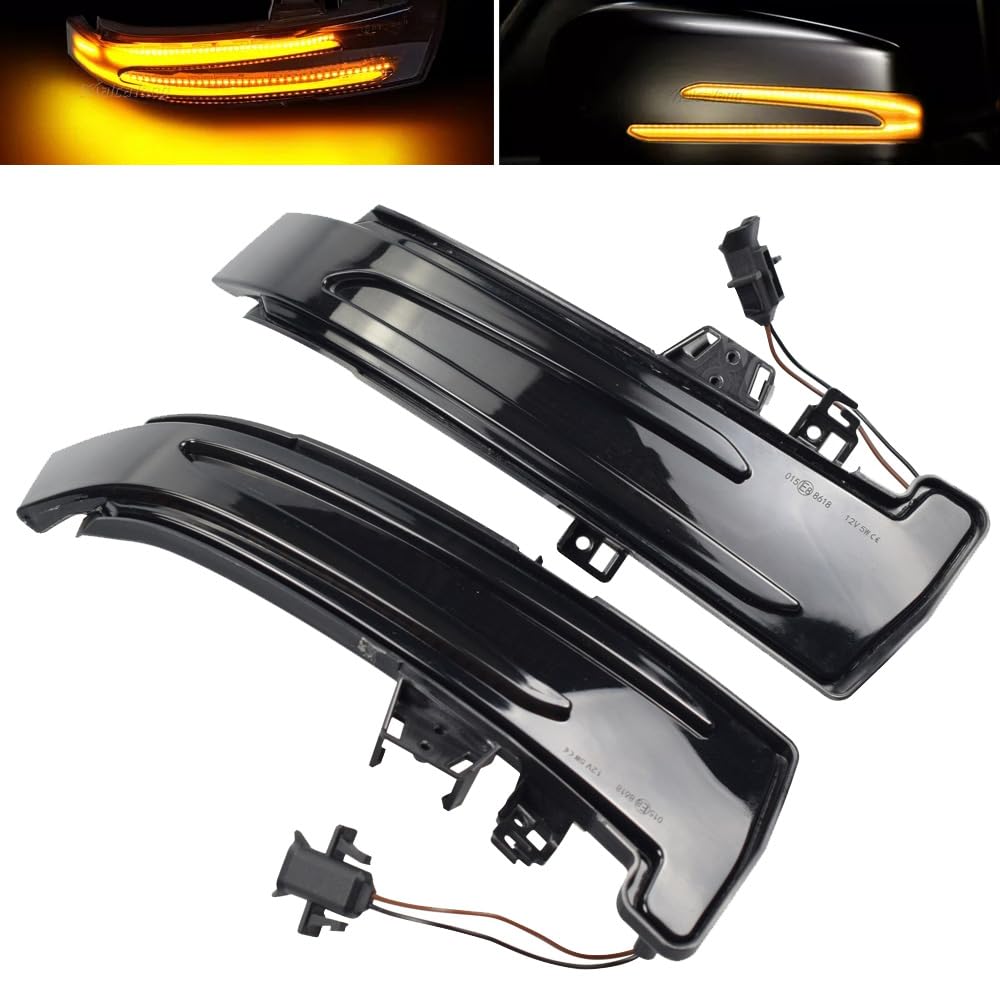 2 pezzi indicatori di direzione dinamici a LED nello specchietto retrovisore per Benz W176 W246 W212 W204 CLA C117 GLA GLK W221 CLS W218 (Nero) | Per CLA C117 GLA GLK W221 CLS W218,1 coppia di indicatori di direzione per specchietti esterni (nero)