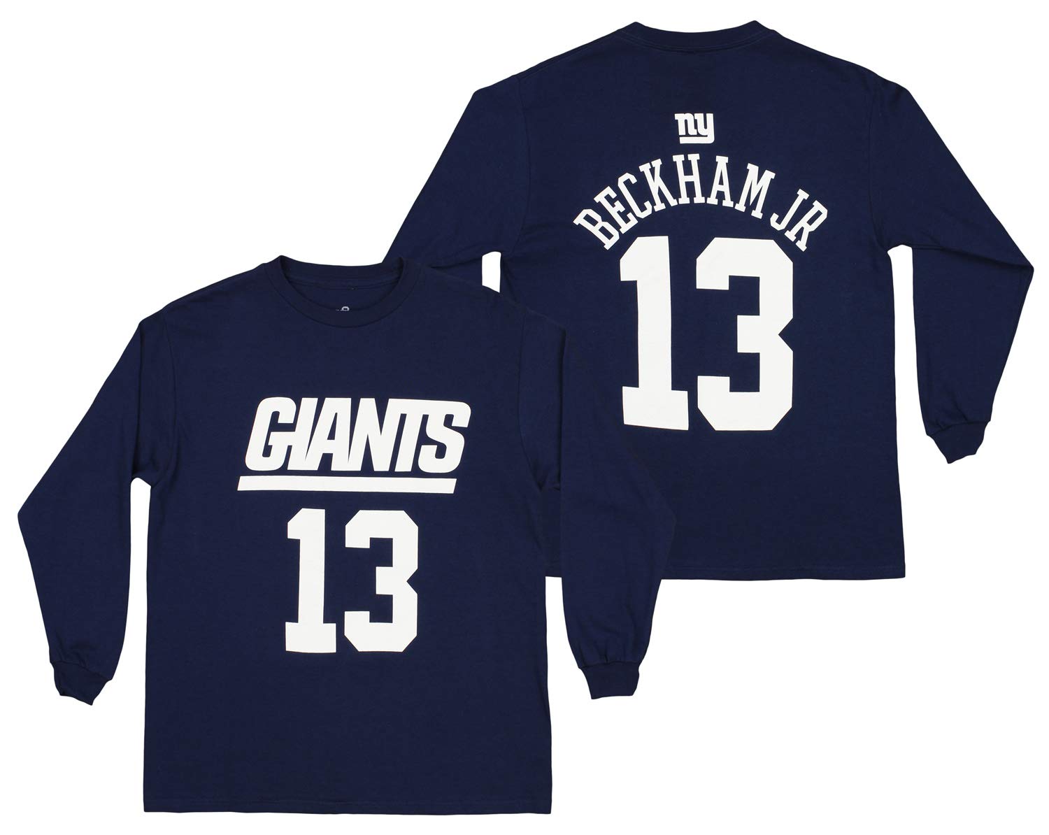 OuterstuffNFL Youth Boys New York Giants Odell Beckham Jr. Longsleeve Mainliner Flat Tee - Large