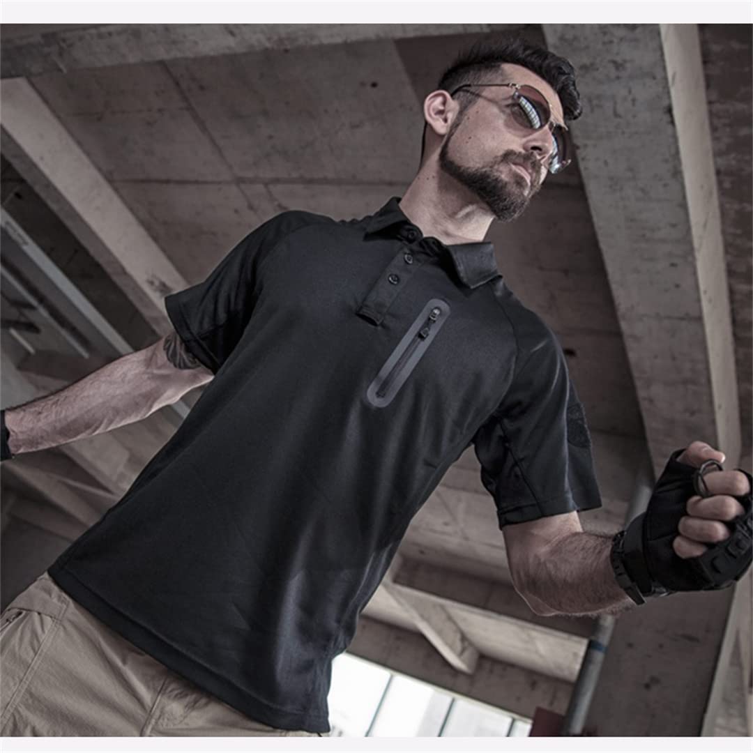 Maglietta a Maniche Lunghe da Uomo a Manica Lunga con Taschino sul Petto Tattico Militare all'aperto Quick-Dry T-Shirt (Blu M)