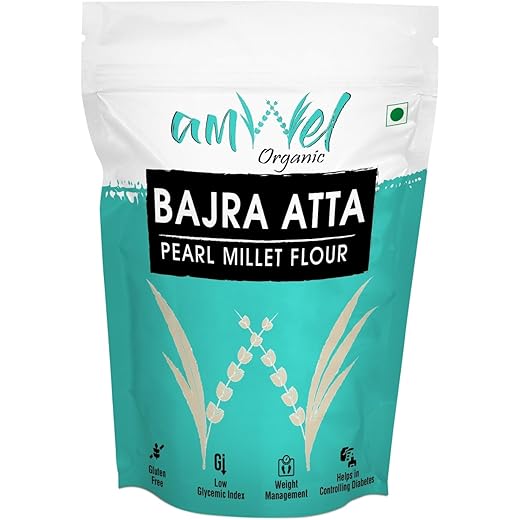 Amwel Organic Bajra Atta | Pearl Millet Flour | 450g | Gluten Free Diabetic Friendly Low GI Aata For Sugar Control