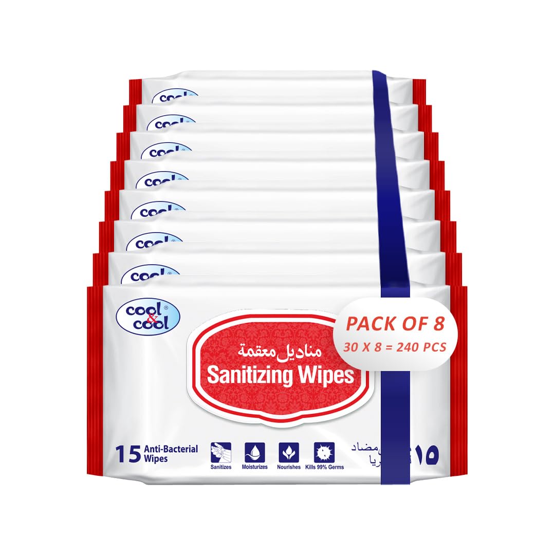 Cool & Cool Sanitizing Wipes, 15'S (Pack Of 8)