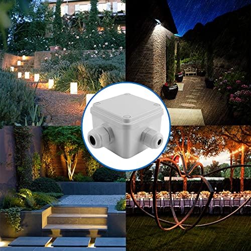 Elezenioc IP68 External/Outdoor Waterproof Junction Box, Strong 4 Way Weatherproof Plastic Cable Connector With 6 Pin Terminal 3 M20 1 M24 Gland for 7 -12MM Diameter Cable, White (76x76x50mm)