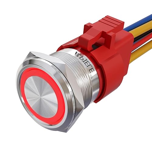 GQ22 11E - Interruptor momentáneo LED, LED rojo de 10 A.