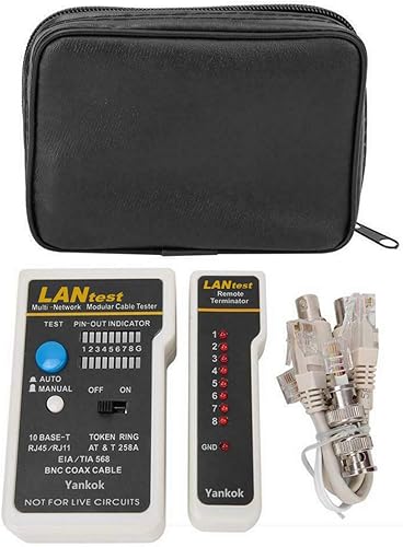 Miniatura 4 de Yankok Kit de probador de cables modular multired LANtest para cables modulares 10Base-T (Cat55e Cat6), 10Base-2 (coaxial), cables modulares RJ45