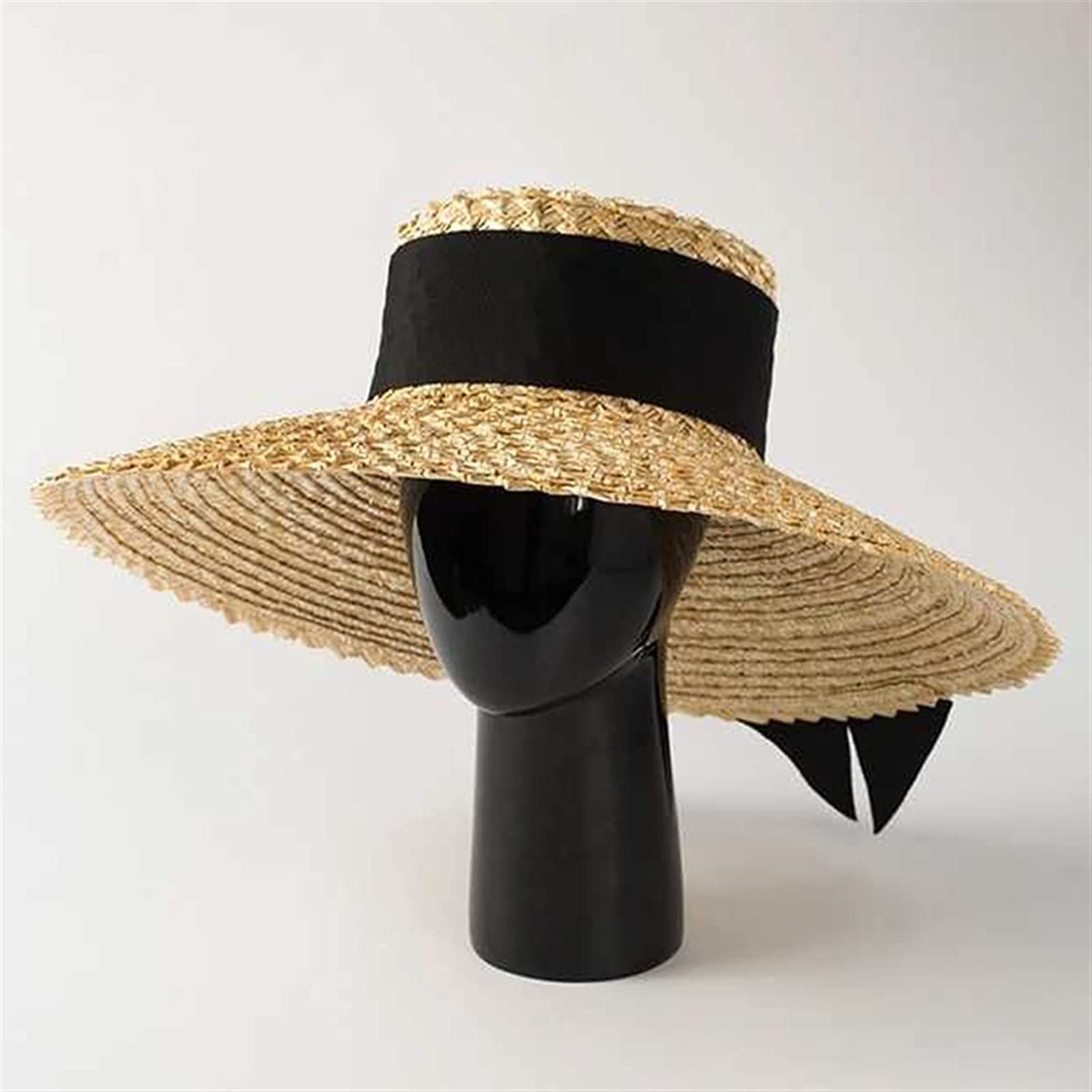 Chapeau De Paille Pour Femme - Style Été Avec Ruban Noir & Broderie Ananas, Taille Unique, Léger Et Respirant - 9