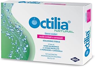 Octilia Natural Gocce Oculari Acido Ialuronico Gocce Occhi Acque Distillate Di Fiordaliso E Camomilla Gocce Per Occhi Irritati E Arrossati in 10 Flaconcini Monodose Richiudibili Da 0,5ml