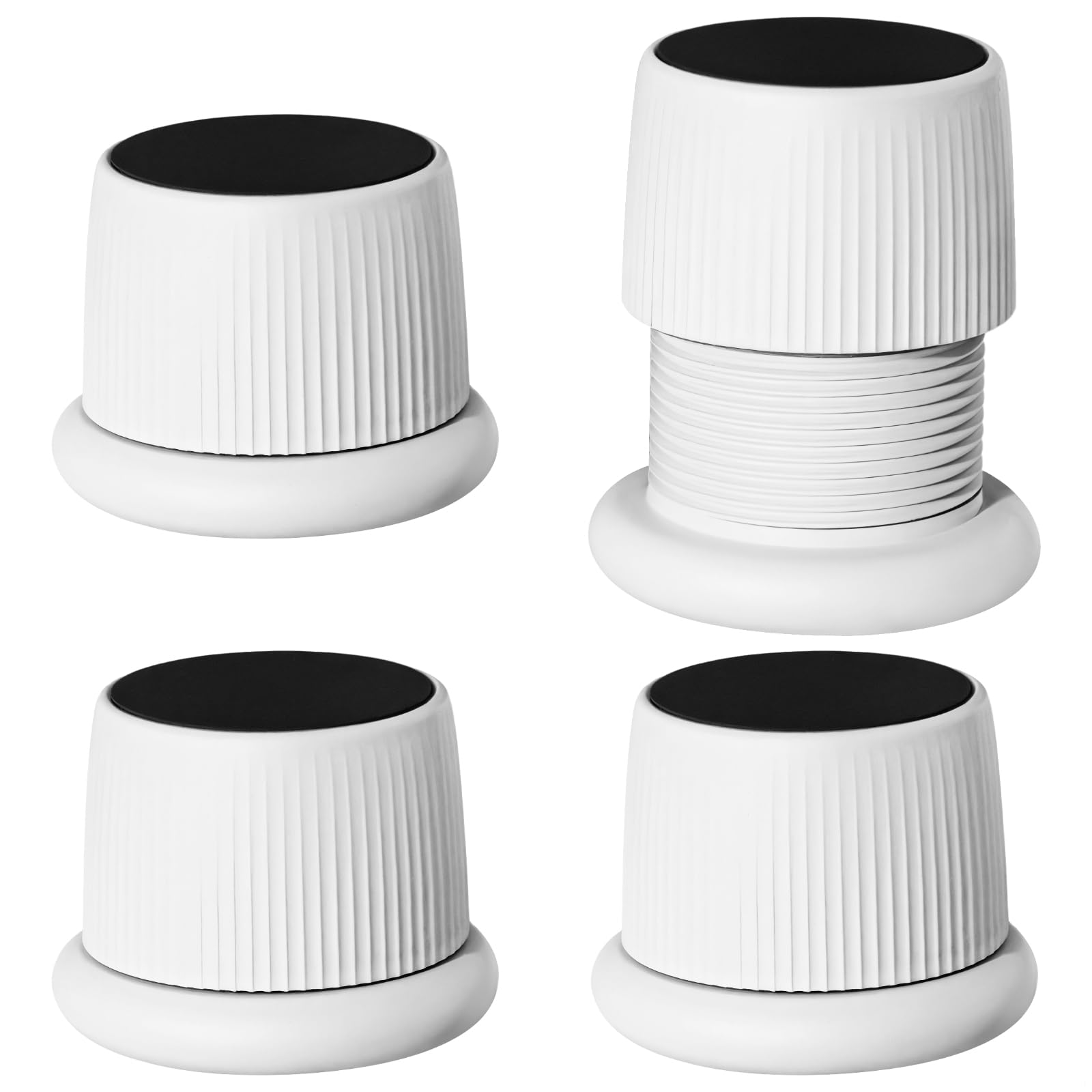 4 Pcs Adjustable Furniture Elevators, 1.57-2.48 Bed Risers with Anti-Slip Pads, White Screw Design for Beds & Desks