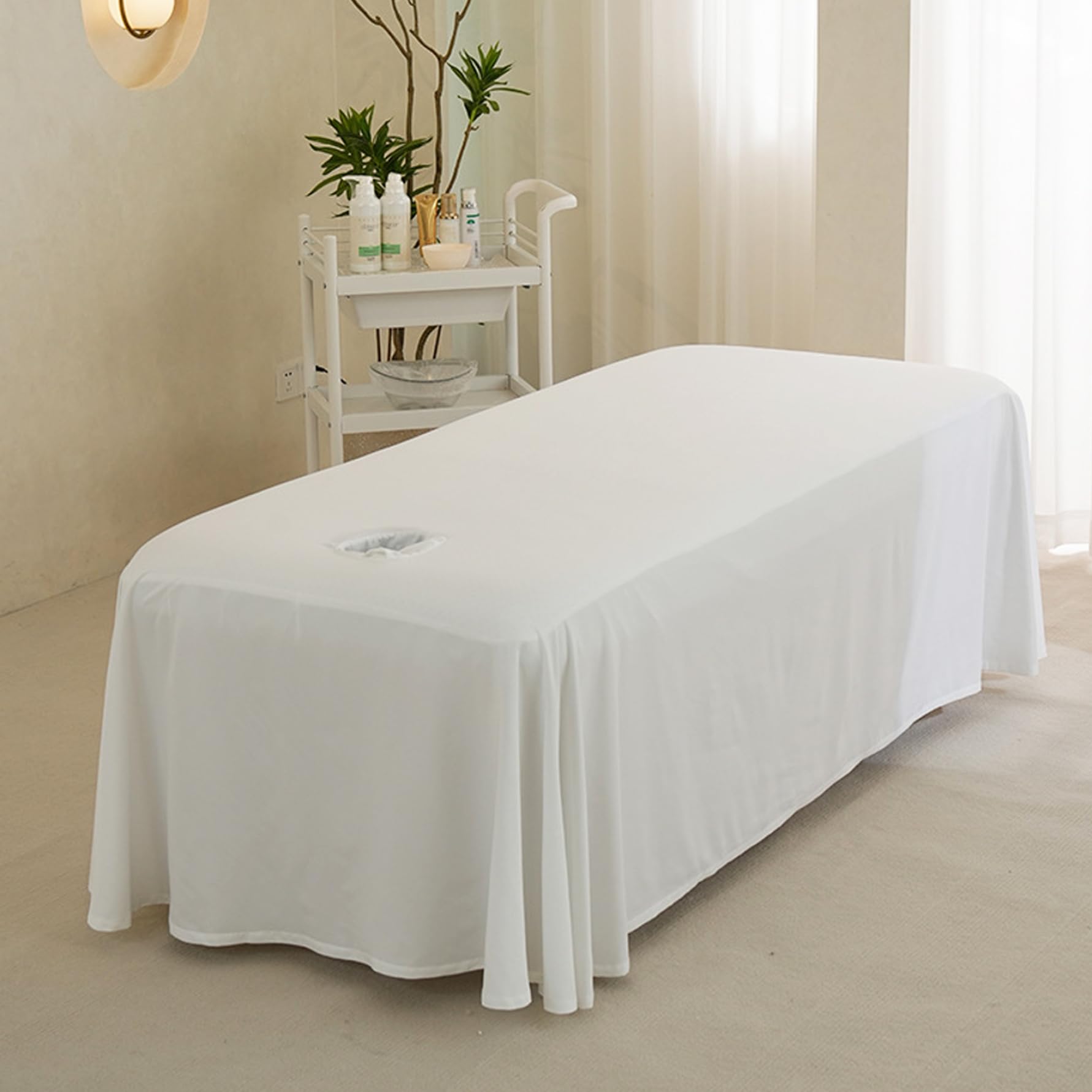 Couvre-table de massage, 190x80cm coussin de lit de cils avec trou de visage, drap de lit de massage, jupe de table de massage de couleur pour massage du salon (kaki)
