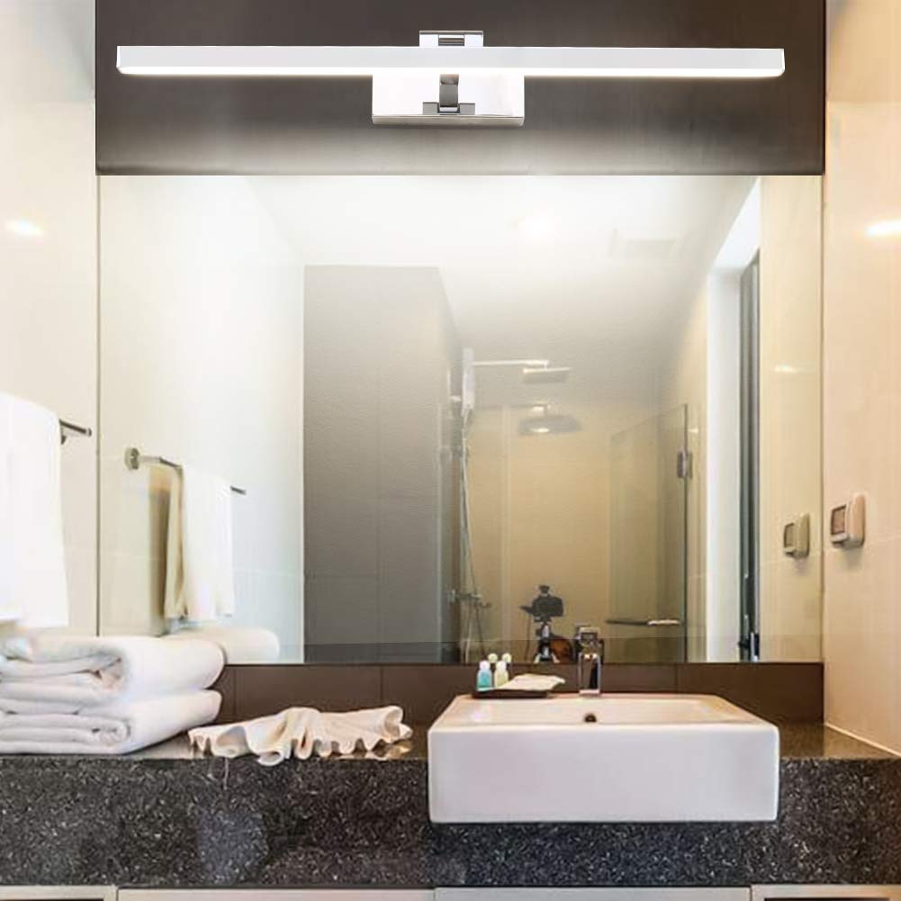 Klighten Lampa lustrzana LED obracana o 180° lustro oświetlenie szafki łazienka 14 W 60 cm lampa ścienna LED 5000 K-5500K, chrom