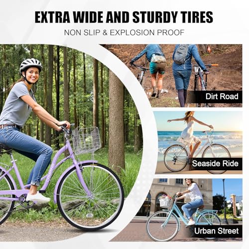 26″ Cruiser Bike Commuter Bike 7 Speed Women’s Bicycle Beach