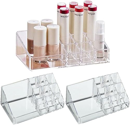 Miniatura 6 de 2 acrílico transparente 10 compartimentos soporte de esmalte de uñas organizador de aceites de maquillaje almacenamiento soporte de esmalte de uñas