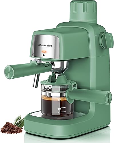 Miniatura 12 de KEENSTAR Máquina de café expreso de 3.5 bar con espumador de leche, máquina compacta de espresso y capuchino de 800 W con función de Azul