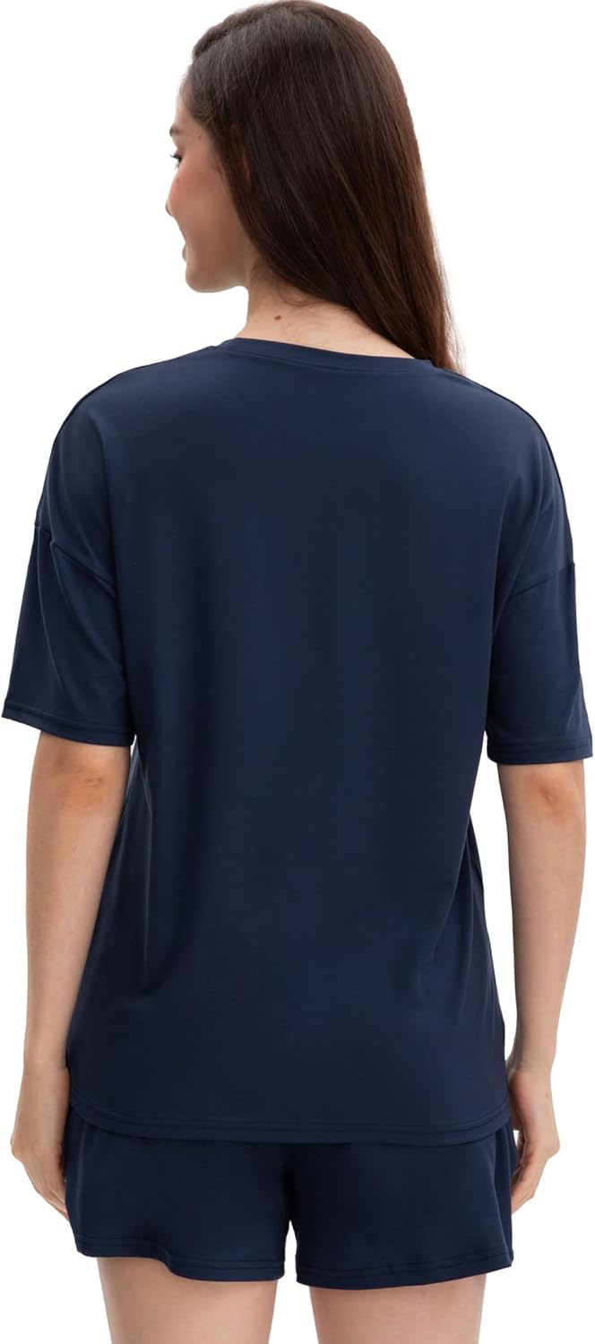 Pajamas for Women Set, Womens Pajama Sets Soft Short Sleeve Tops and Shorts 2 Piece, PJ Sets for Woman with Pockets - Image 3