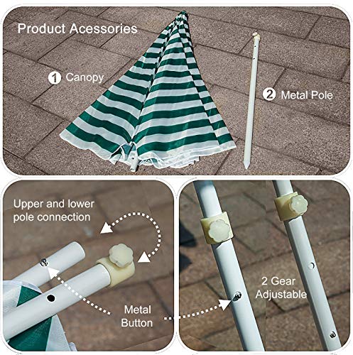 Parasol de jardín con rayas y base para tardes de piscina en familia 3