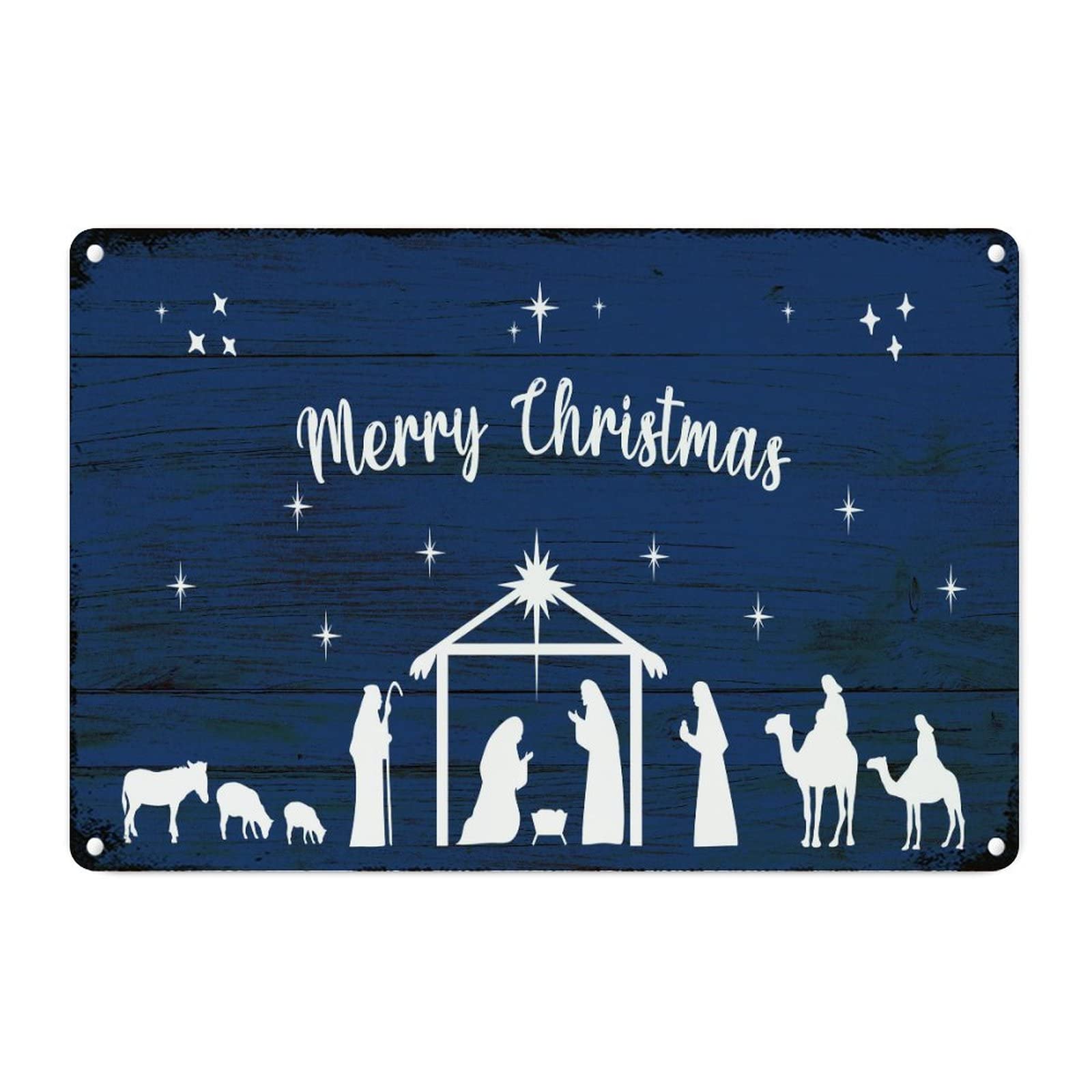 Plaque en métal Merry Christmas pour déco cuisine et salon chaleureux