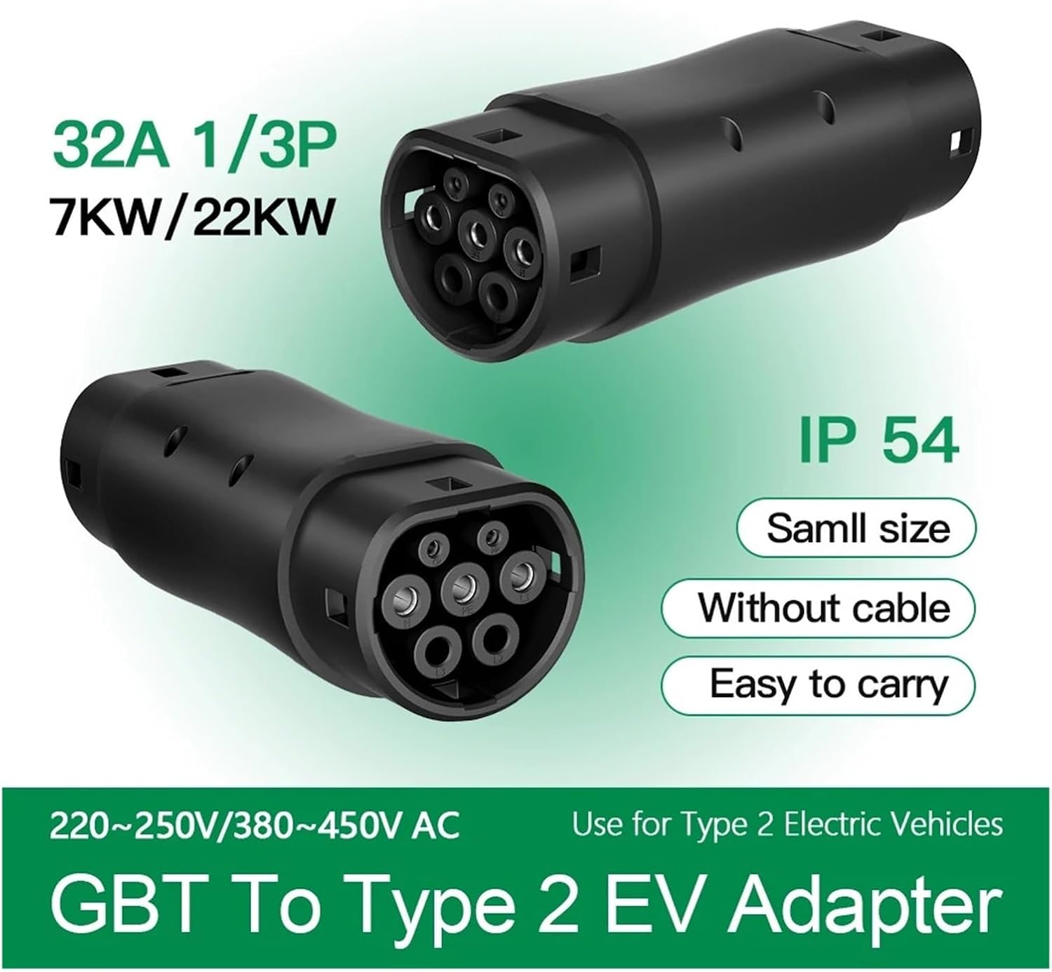 GBT to Type 2 EV Adaptor，IEC 62196 to GB China Standard Cars Charge Converter Adapter 32A(22KW GBT to Type 2)