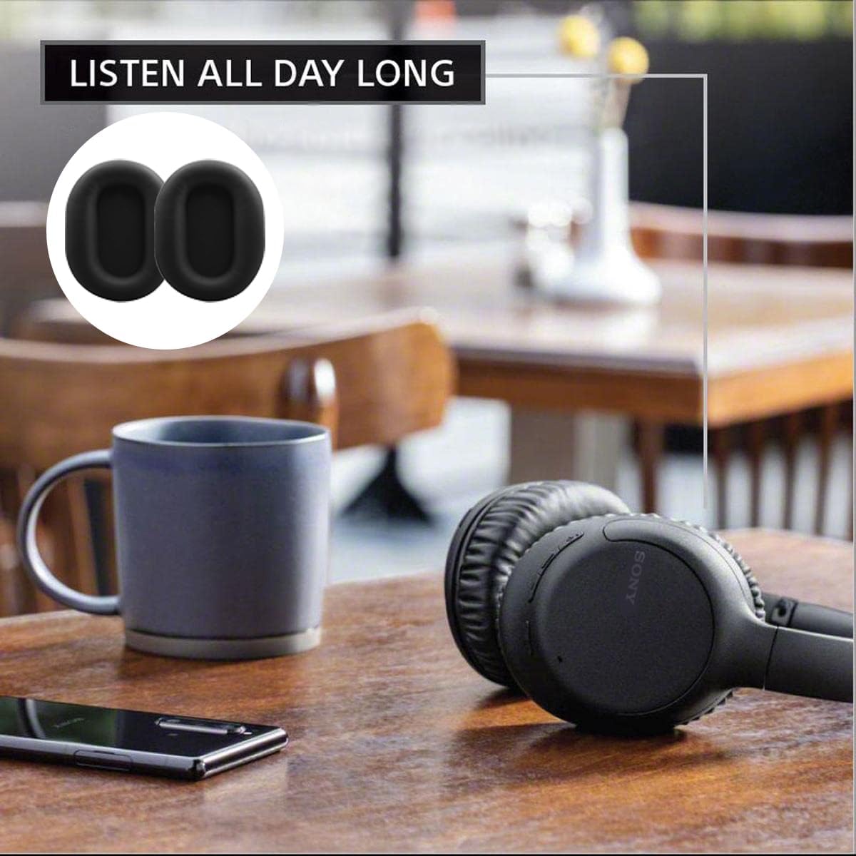 Replacement Ear Pads Cushions for Sony WH-CH710N, WH-CH720N Headphones, Earpads Cover, Headphone Repair Parts-Black - Image 6