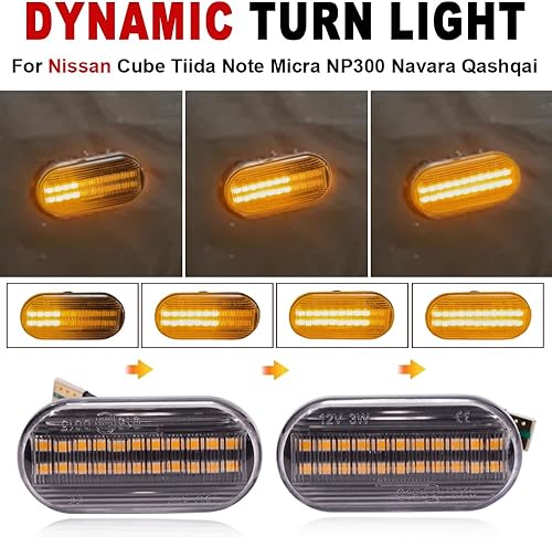 Miniatura 3 de 2 unids dinámicas LED luces de marcador lateral 12 V fluye luz de señal de giro montaje para Nissan Qashqai J10 Micra C Frontier D40 Navara Versa