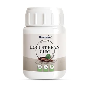 Locust Bean Gum Powder 4 oz Carob Bean Gum by Benosen Natural Food-Grade Thickener & Stabilizer for Ice Cream Gelato Sorbet Sauces Dairy & Gluten-Free Baking Vegan Pure Powder