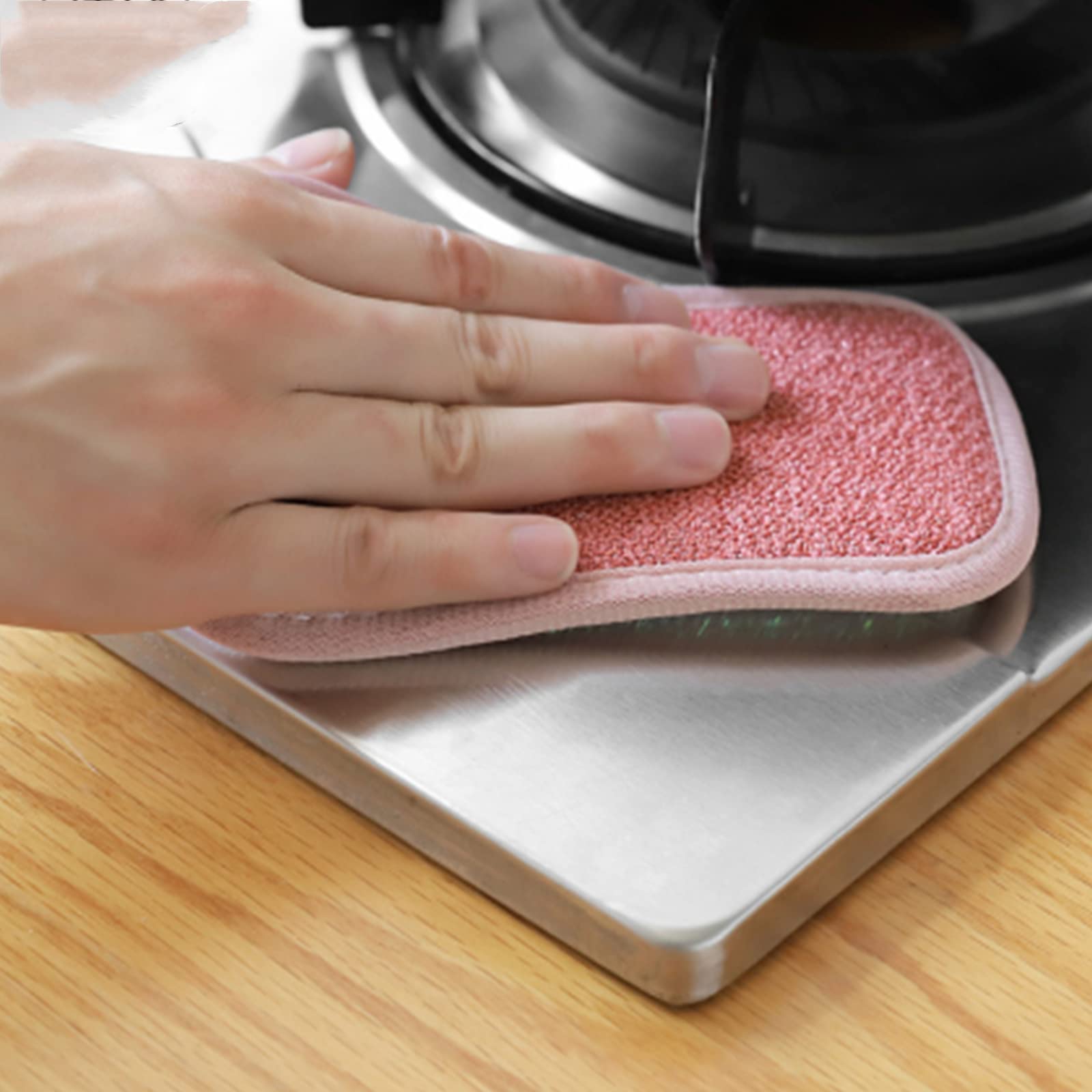Lot De 6 éponges à Récurer Réutilisables Multi-usages Pour Poêles, Pots, Bols, Rose