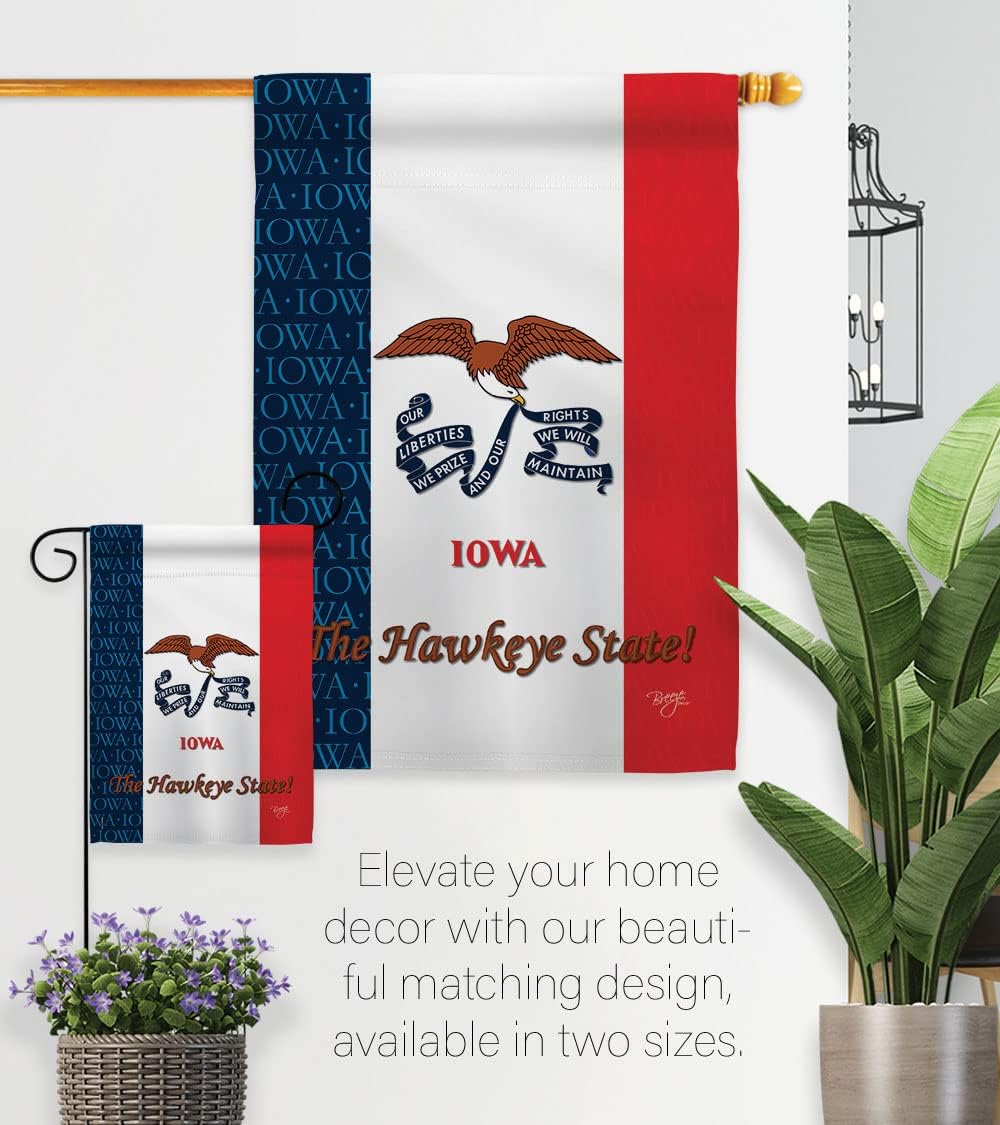 Breeze Decor G158111 Iowa Americana States Impressions Decorative Vertical Garden Flag 13" x 18.5" Printed In USA Multi-Color