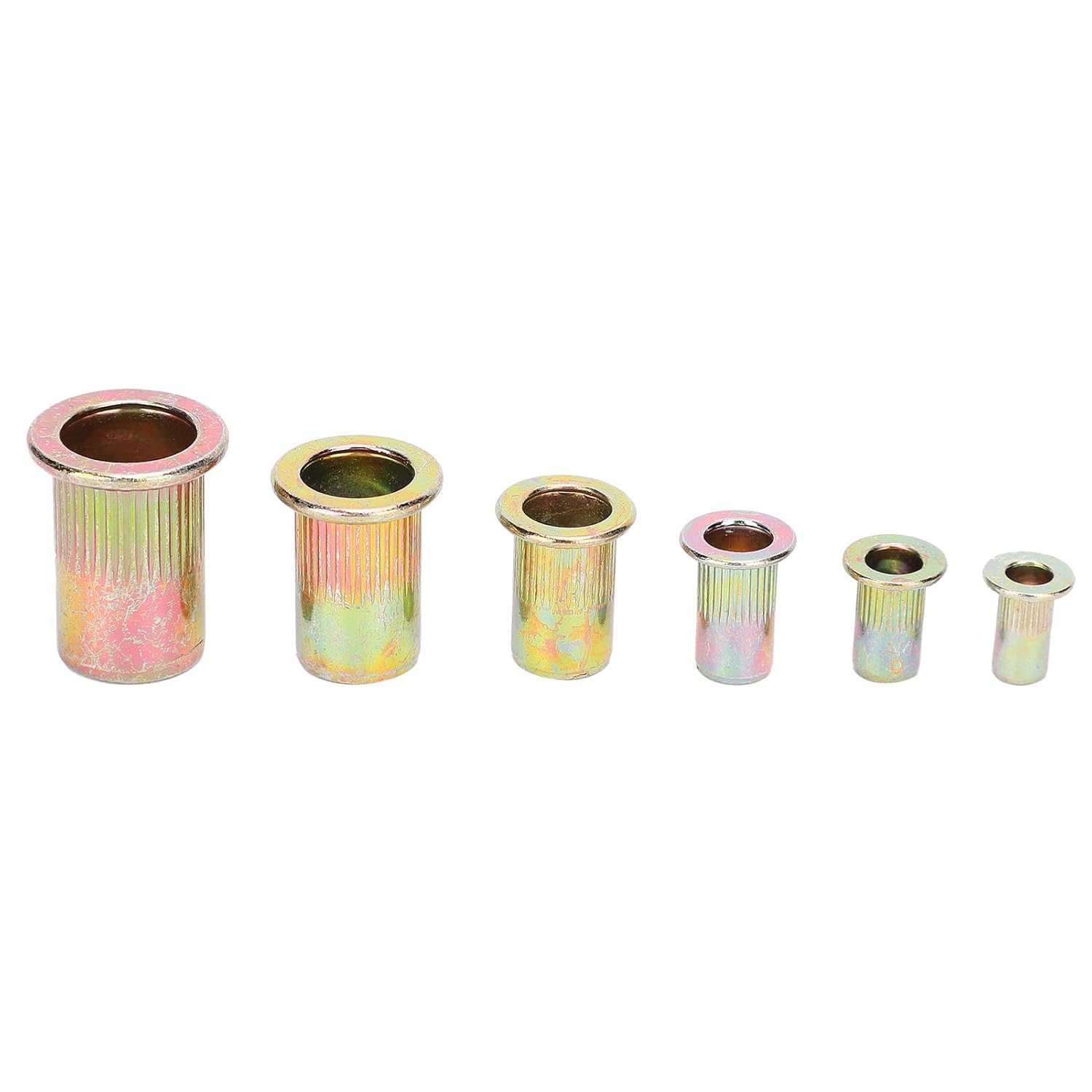 Galvanized Rivet Nut Set, 6 Types M8 Steel Fasteners for Metal Plates Pipes, with Surface for Automotive Elevators Furniture Decorations