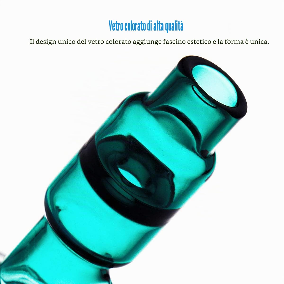 Bong in Vetro Con Percolatore e Honeycomb - Set Con Cappuccio, Tubo, Pipe Ad Acqua, Grande Hookah Con Accessori, Ciotola da 14,4 mm (Bong-A)