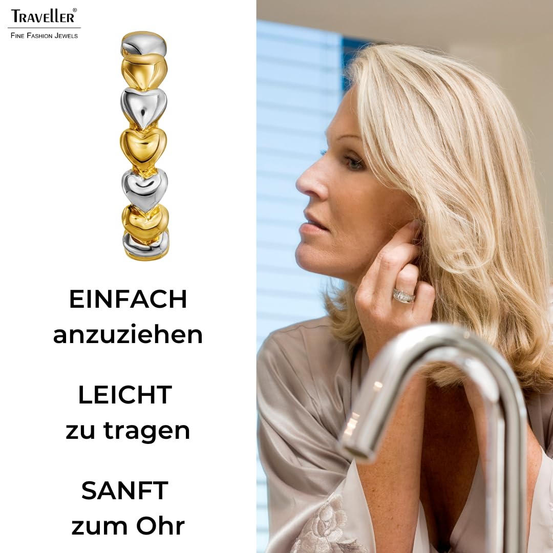 Traveller Ohrclip Creolen - Herzen - bicolor - 157688