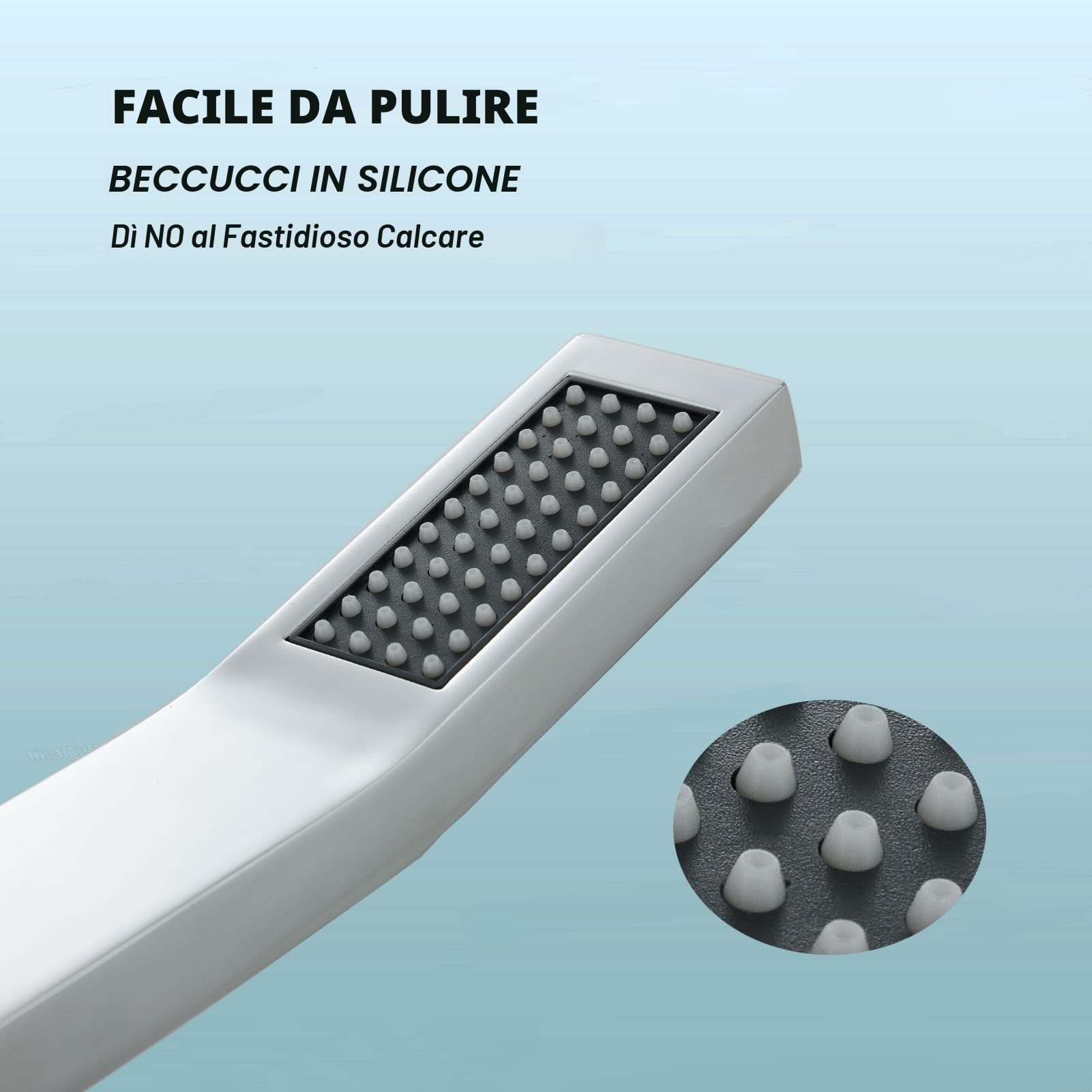 Soffione Doccia a Risparmio Idrico Alta Pressione Ottone Cromato Argento Anticalcare