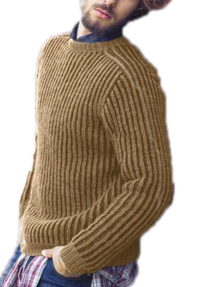 Men's Jumper Knit Pullover with Crew Neck Lightweight Sweater