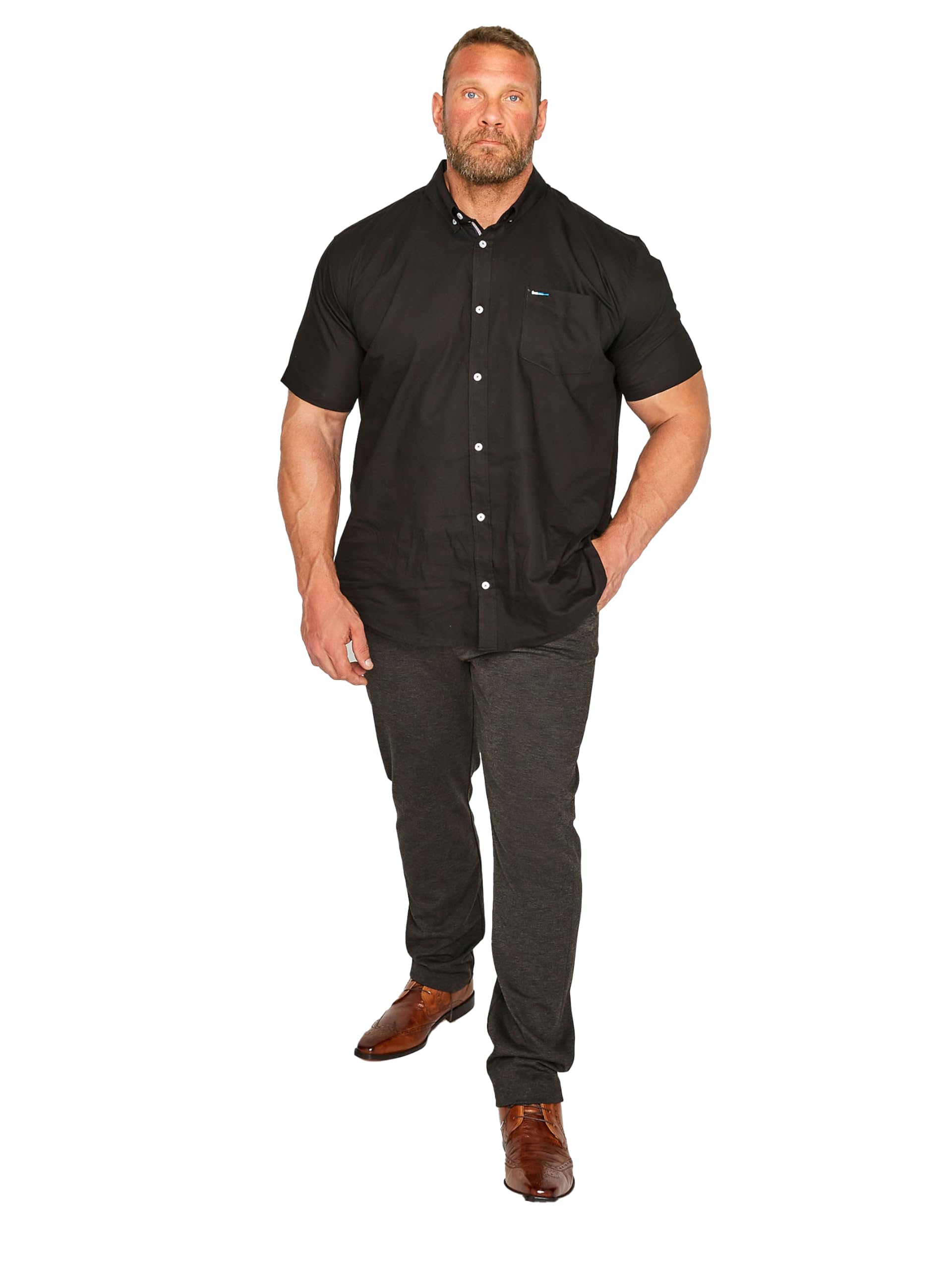 Badrhino Men's Grey Big & Tall Charcoal Stretch Trousers - Plus Size Curve