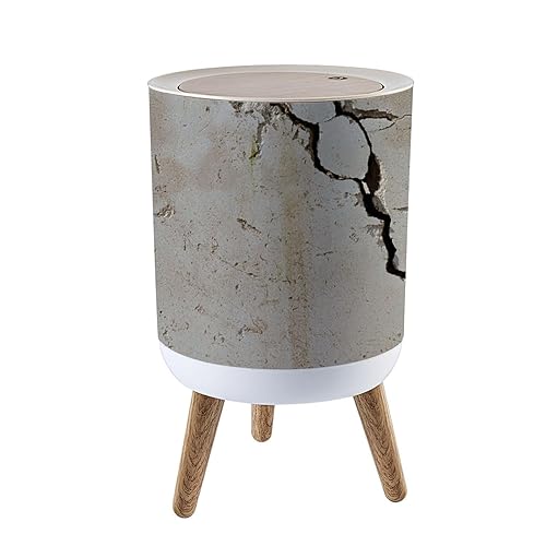 Miniatura 1 de LGCZNWDFHTZ Cubo de basura pequeño con tapa para baño, cocina, oficina, pañal, pared agrietada, dormitorio, basura, cesta de basura a prueba de