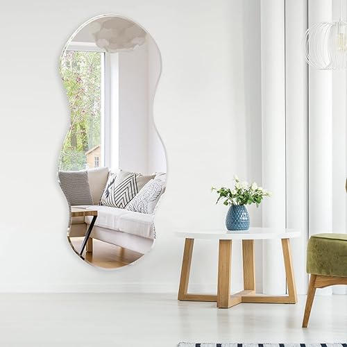 Miniatura 2 de Espejo de pared irregular asimétrico de 19.6 x 47 pulgadas para sala de estar, baño, entrada, espejo de tocador con forma para pared, tipo berenjena
