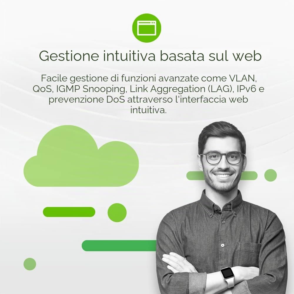 Zyxel GS1900-24, Switch di rete Smart, 24 Porte Gigabit, 2 Porte SFP, Design senza ventole, 440 x 131 x 44 cm