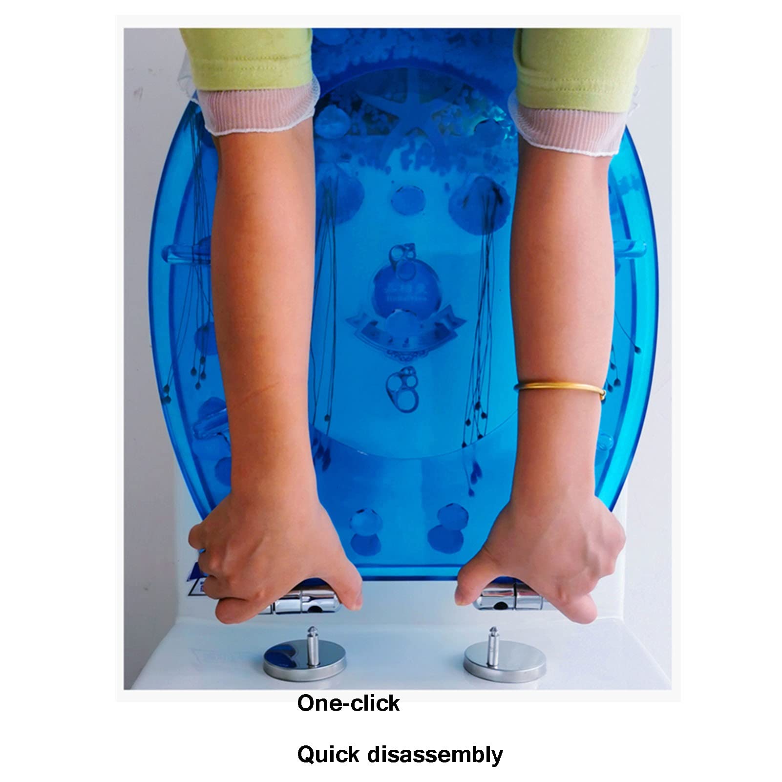 Sedile per Adulti E per Bambini in Resina, Sedile 3D Oceano, Sedile Oceano 3D, con Cerniera Regolabile in Acciaio Inox, per O/V/Toilette a Forma di U (Color : B)