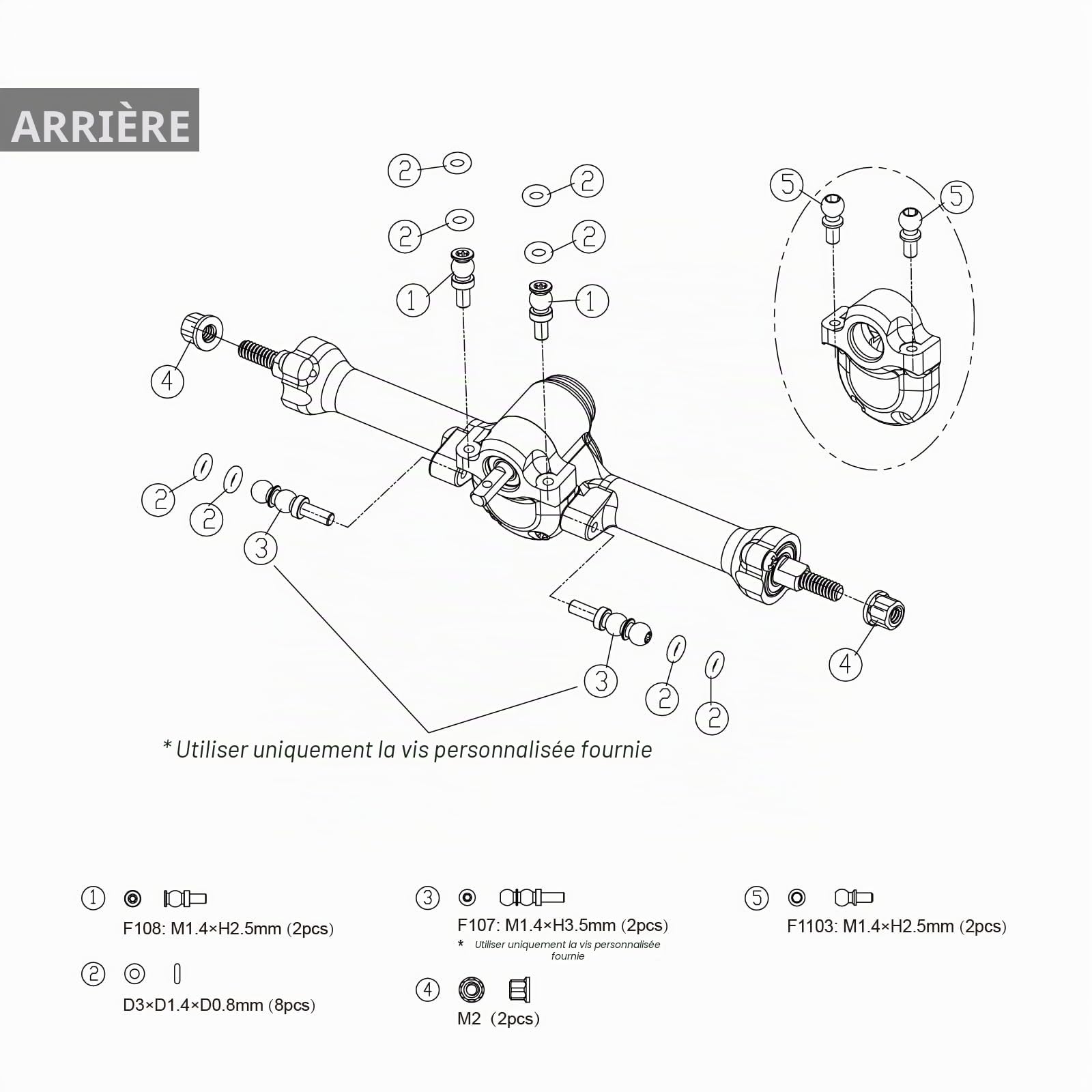 INJORA Essieux Planet +3mm avec Fusées d'essieu en Laiton pour 1/30 Axial SCX30