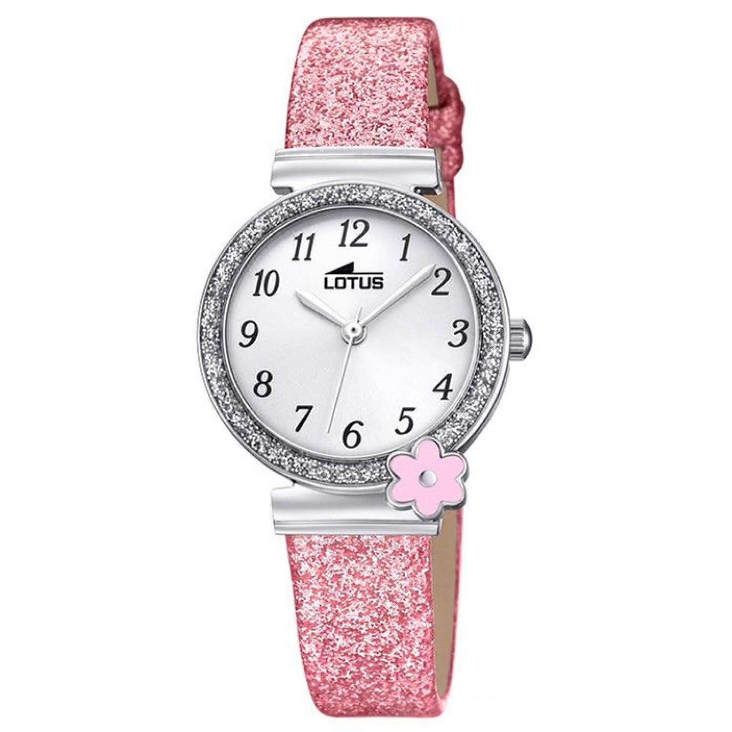 Relojes Lotus Mädchen Rosa Lotus Kinder Armbanduhr Leder Mit Blume 36Mm