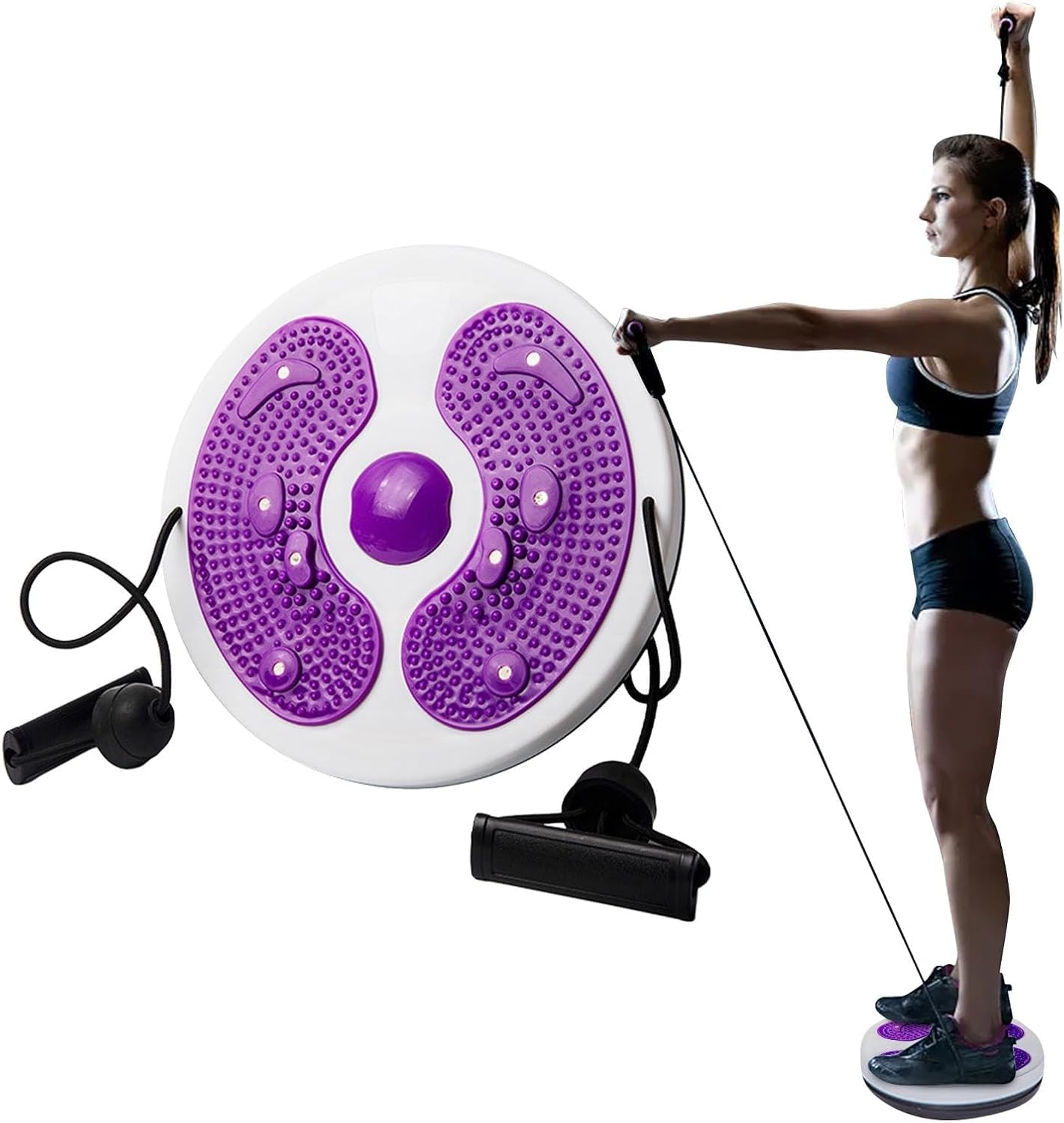 Waist Twist Disc, Lovely Waist Sculptor Machine Twister, Waist Slimming Balance Rotating Disc Multi-functional Twist Board Exercise with Massage Foot Sole- Exercise Equipment for Home Use (Purple)