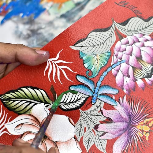 Anuschka Women's Hand-Painted Genuine Vegetable Tanned Leather Classic Hobo with Side Pockets - Crimson Garden2