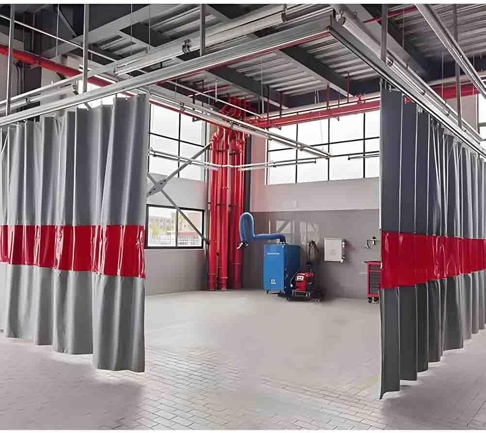 Barrera de soldadura resistente a los rayos UV Pantallas de soldadura, cortinas de soldadura industriales con ventanas rojas transparentes, mantas térmicas, mantas de soldadura ignífugas for talleres(