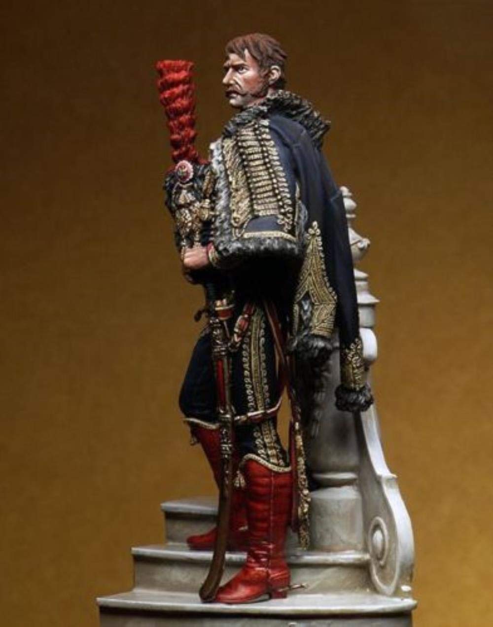 1/24 75Mm Soldado Capitán Caballo De Pie con Base 75Mm Figura Histórico Kit De Resina Modelo En Miniatura Sin Ensamblar Sin Pintar