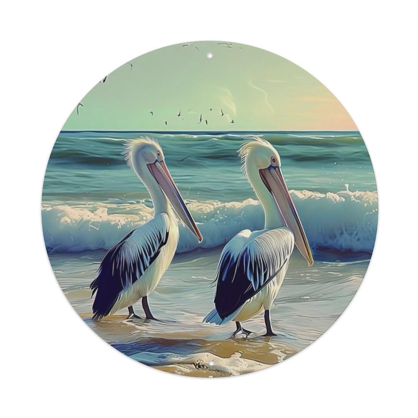 Animal Australian Pelicans by The Sea Metal Tin Sign