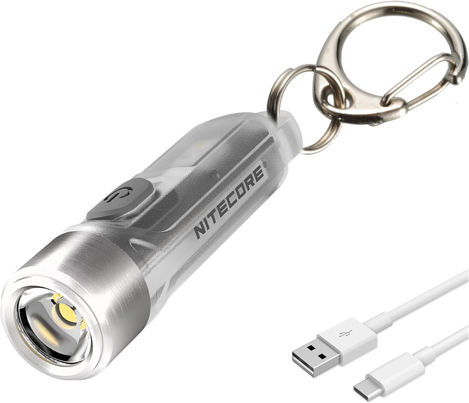 Tiki Keychain Flashlight with UV High CRI Lights, 300 Lumens USB-C Rechargeable and LumenTac Charging Cable
