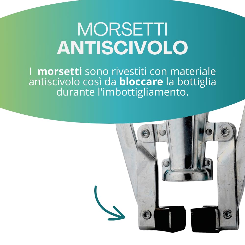 VIRSUS Tappatrice per Tappi in Sughero a 2 Leve VES140, Capsulatrice Manuale Doppia Leva per Tappi in Sughero con Ø 24mm e Altezza 33-38 mm per imbottigliare Bottiglie Vino, Birra, Made in Italy